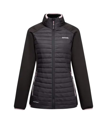 Veste Hybride Matelassée Et Compressible Clumber Femme Noir Lilas Clair Regatta