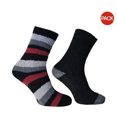 Pack of 2  Mens premium quality lounge socks  red/grey Pierre Roche