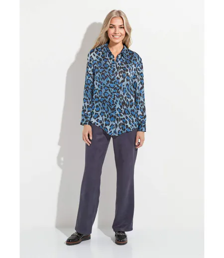Chemisier boutonné satin manches longues