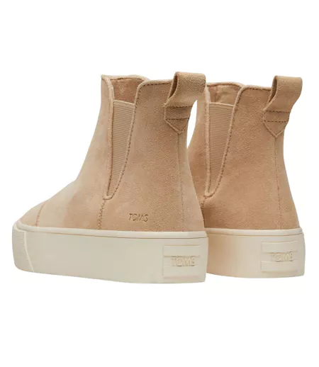 Womens/ladies Fenix Suede Platform Chelsea Boots Natural Toms