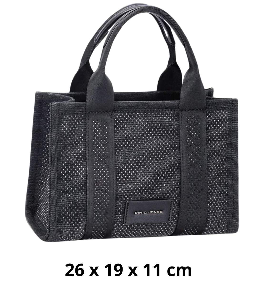 Sac shopping femme noir DAVID JONES, élégant et pratique, avec strass-1