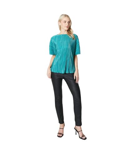 Womens/ladies plisse short-sleeved top green Principles