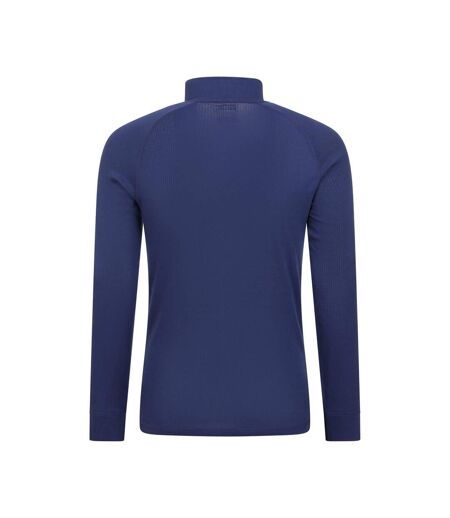Mens Talus Zip Neck Long-sleeved Thermal Top Dark Blue Mountain Warehouse