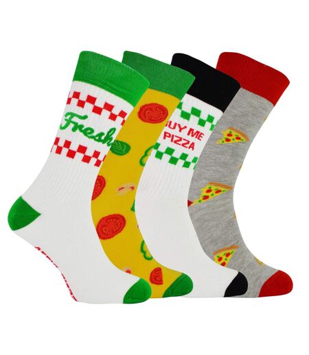 Pizza Socks in a Box | BOXT Socks | 4 Pair Multipack Slice Size | Mens Novelty Pizza Socks