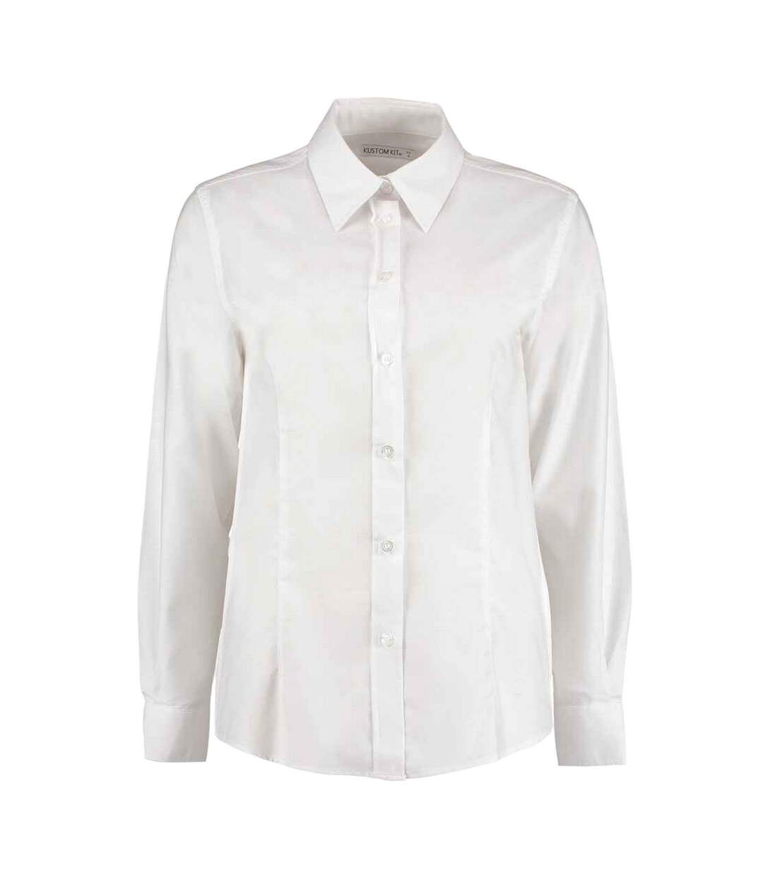 Womens/ladies Workplace Long Sleeve Oxford Blouse White Kustom Kit-1