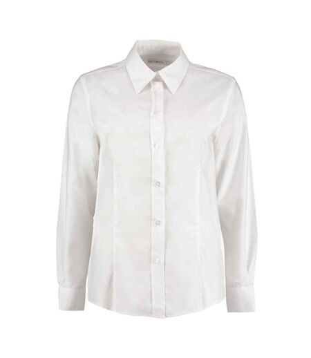 Womens/ladies Workplace Long Sleeve Oxford Blouse White Kustom Kit