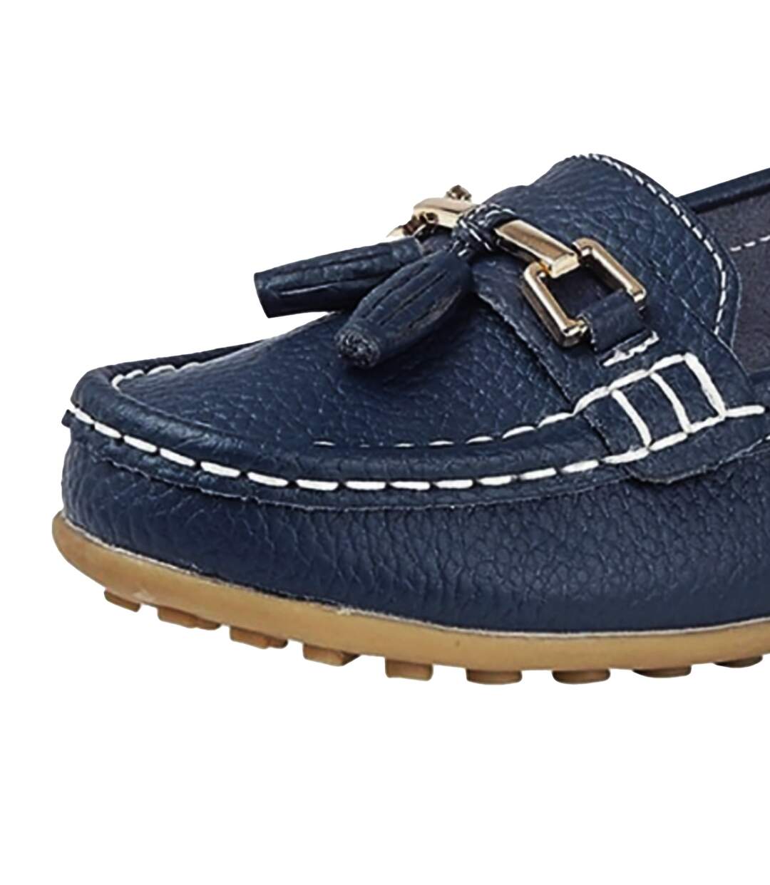 Boulevard Womens/Ladies Action Leather Tassle Loafers (Navy) - UTDF1910-4