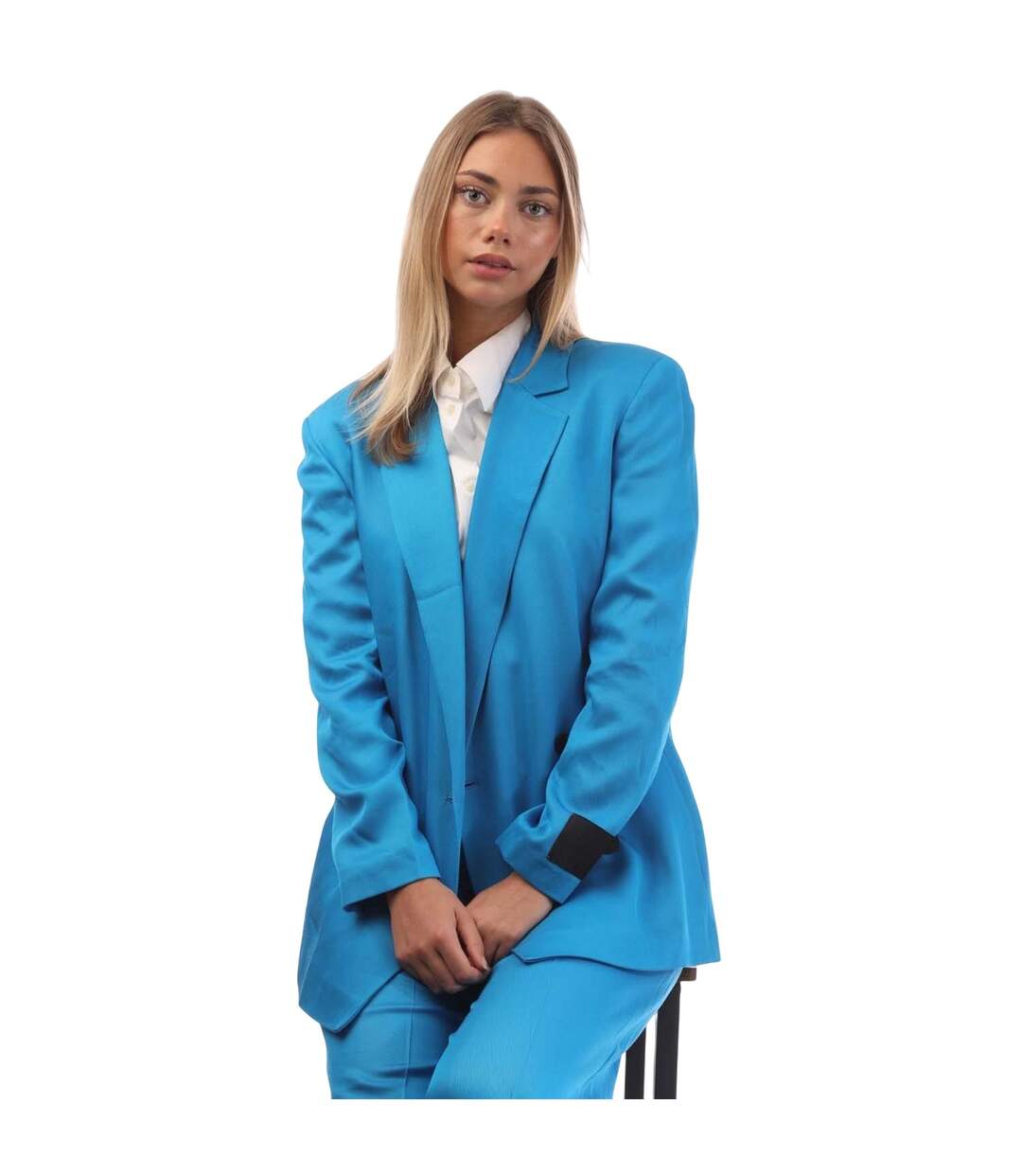 Womens/ladies Double-breasted Blazer Blue Hugo-1