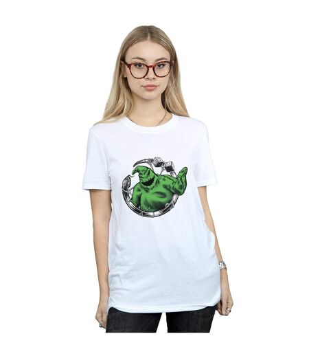 Disney Womens/Ladies Nightmare Before Christmas Roll The Dice Cotton Boyfriend T-Shirt (Blanc) - UTBI41587