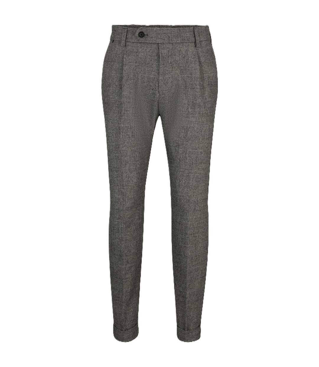 Mens Perin Pleated Trousers Black Boss-2
