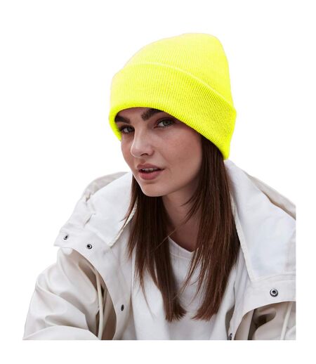 Bonnet À Manchettes Original Pour Adultes, Unisexe Jaune Fluo Beechfield