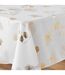 Nappe Imprimé Métallisé Bloomy 150x300cm Blanc & Or-2
