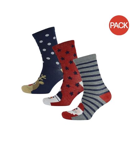 Pack of 3  Womens/ladies christmas socks  rudolph/snowman/santa RJM