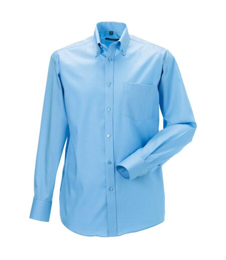 Russell Collection Mens Long Sleeve Ultimate Non-Iron Shirt (Bright Sky)
