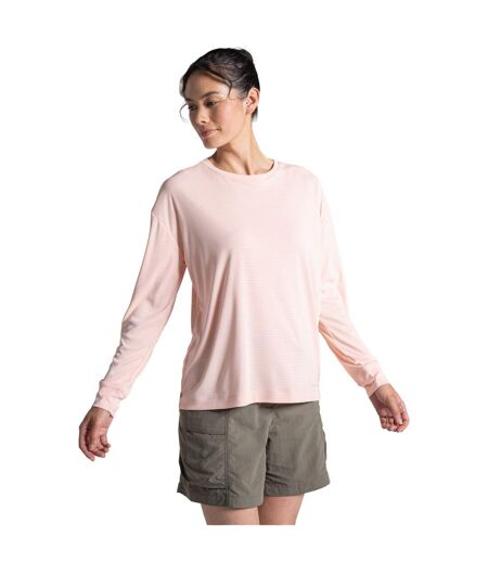 T-shirt Manches Longues Motif/style Quadrillage Femme Rose Pâle Craghoppers