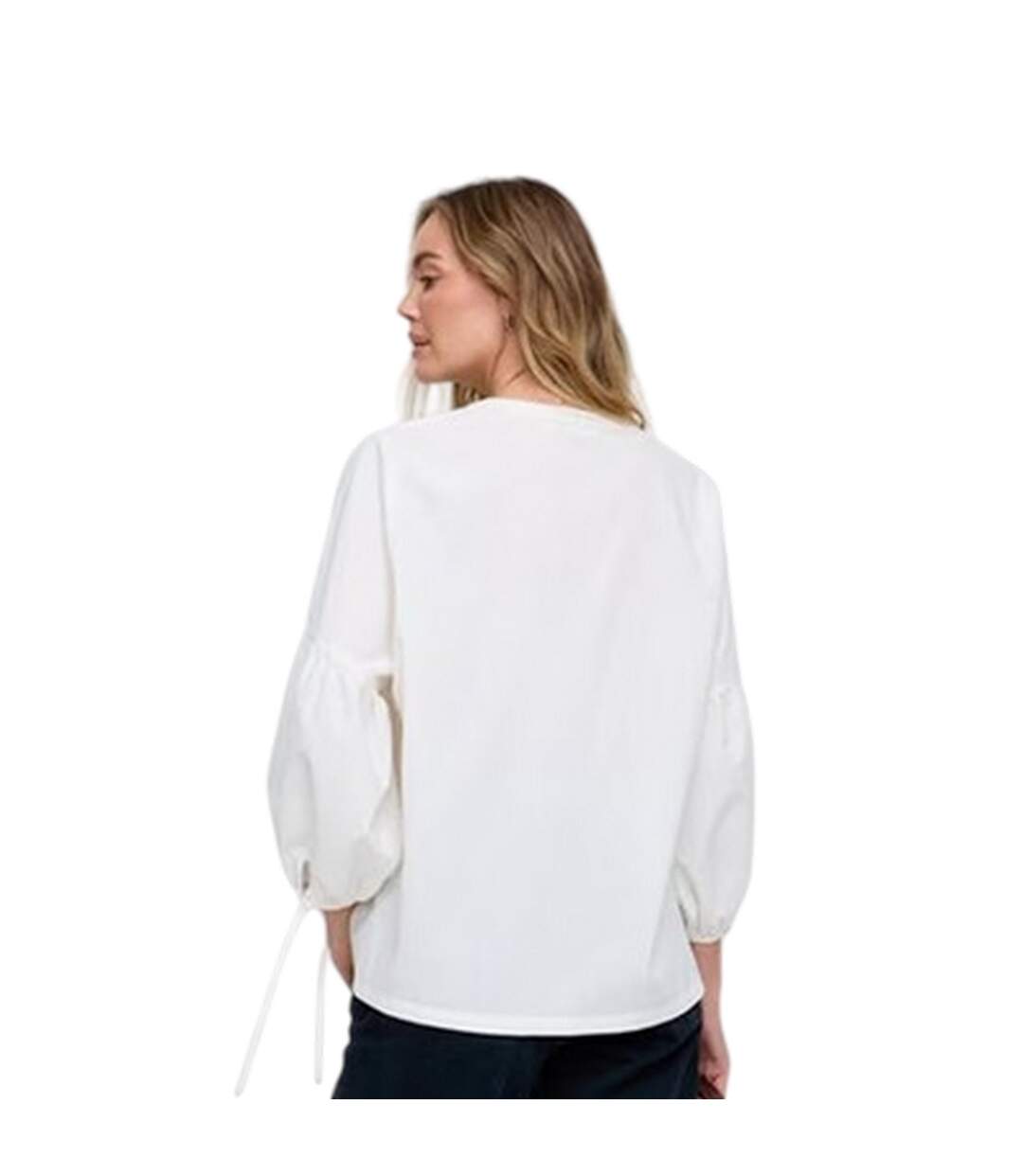 Blouse Manches Bouffantes Femme Crème Raffya-3