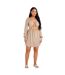 Robe Courte Manches Longues Up Front Femme Beige Clair Missy Empire-3