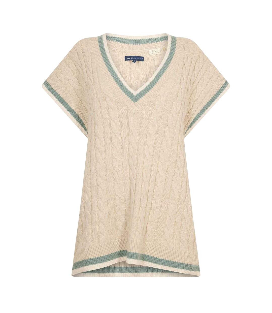 Womens/ladies Cable Knit Sweater Vest Varsity Green Levis-1