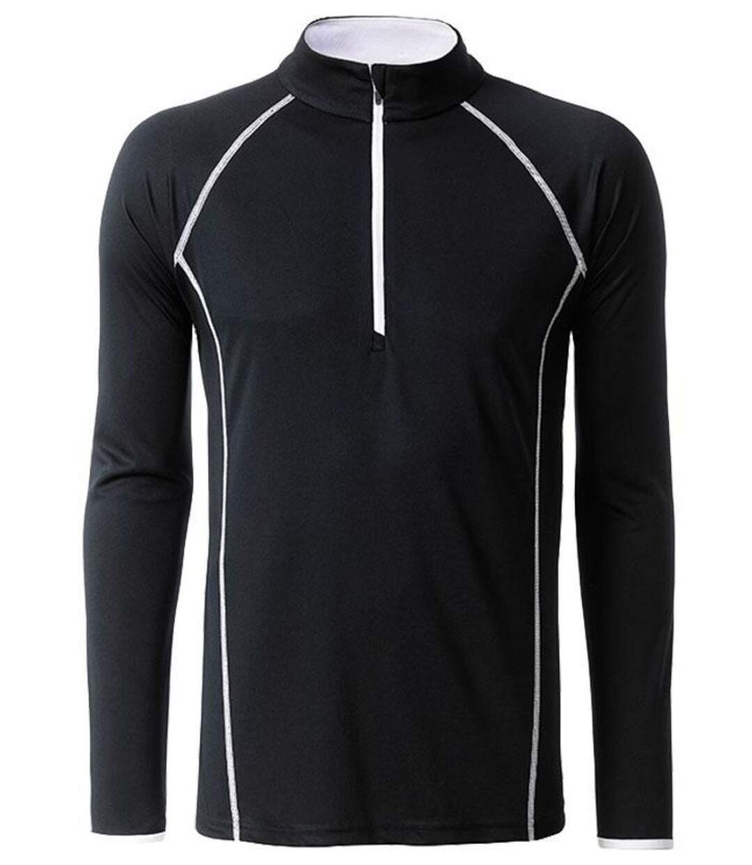 Maillot running respirant manches longues - Homme - JN498 - noir et blanc