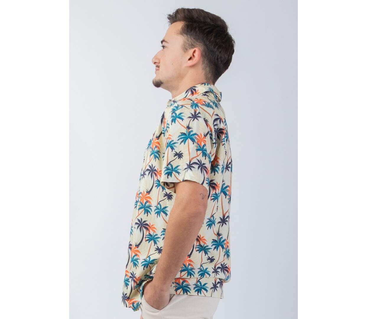 Chemise homme été manches courtes LORENZO imprimé Palmyre Coton Du Monde-3