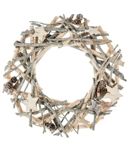 Couronne de Noël Polaire 32cm Gris & Blanc