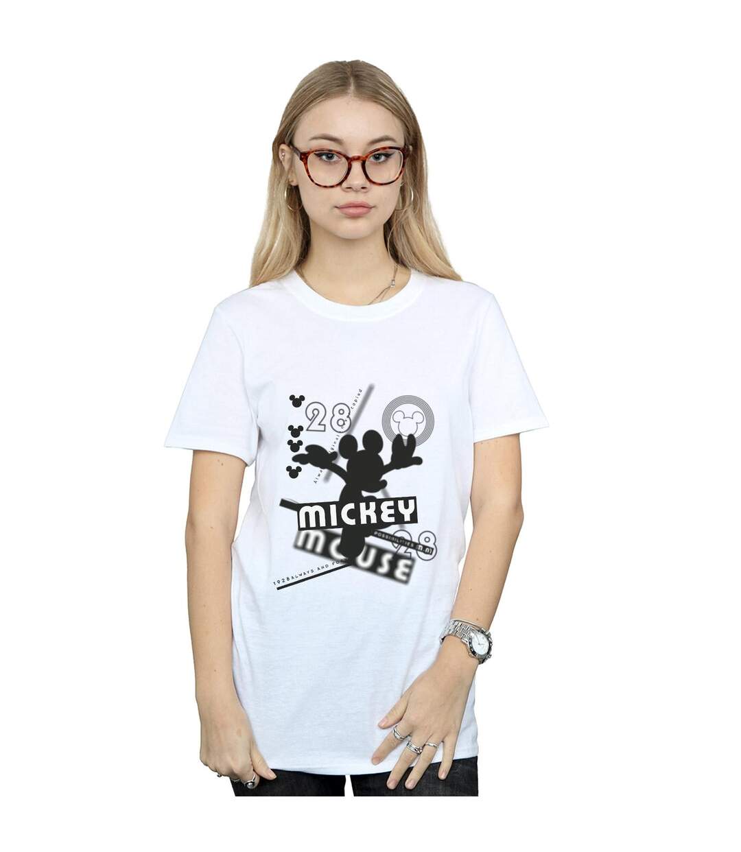 Disney Womens/Ladies Mickey Mouse Always And Forever Cotton Boyfriend T-Shirt (Blanc) - UTBI36601-2