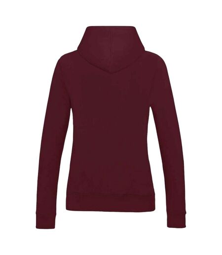 Womens/ladies girlie college hoodie burgundy Awdis