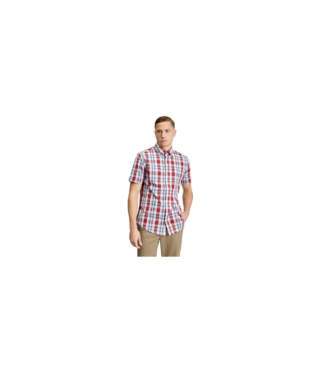 Mens Classic Checked Shirt Bordeaux Ben Sherman-1