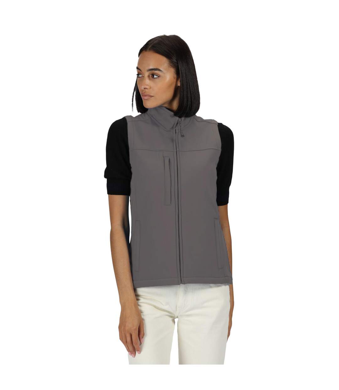 Womens/ladies Flux Softshell Bodywarmer / Sleeveless Jacket Water Repellent & Wind Resistant Seal Grey Regatta-1