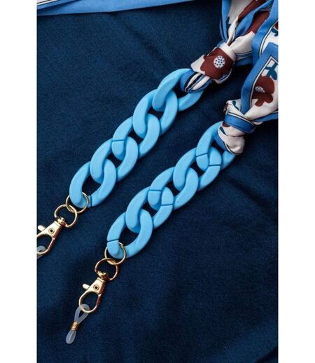 White Floral Print Cotton Scarf Reading Detachable EyeGlass Chain Lanyard Holder