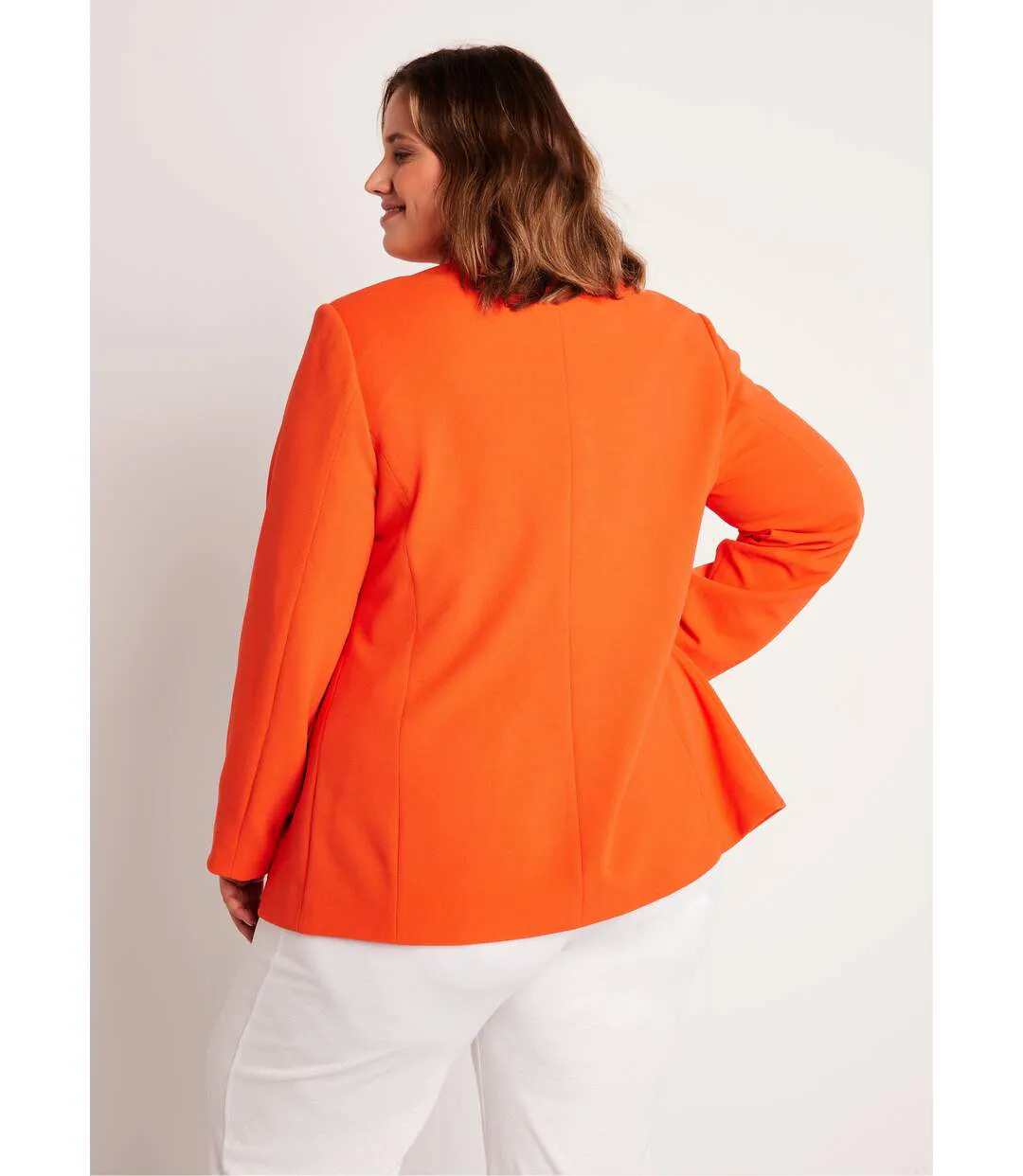 Veste blazer coupe droite maille unie-2