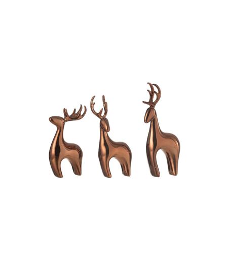 Lot de 3 Rennes Déco Electro 16cm Cuivre