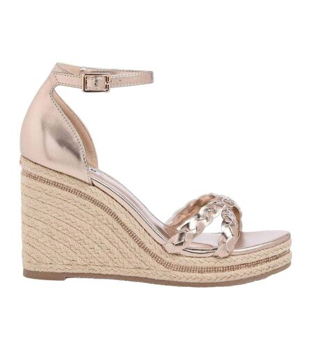 Sandales À Talons Compensés Style Embelli Khai Femme Rose Doré Dune London