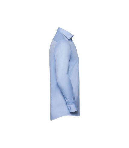Russell Mens Contrast Herringbone Stitch Tailored Long-Sleeved Formal Shirt (Light Blue/Mid Blue/Bright Navy) - UTBC5106