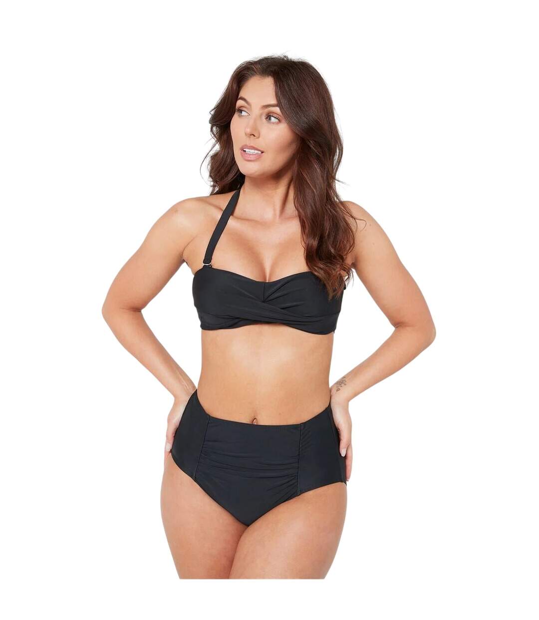 Womens/ladies Twist Multiway Bikini Top Black Be You-2