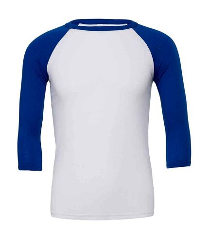 T-shirt adulte blanc / bleu roi Canvas