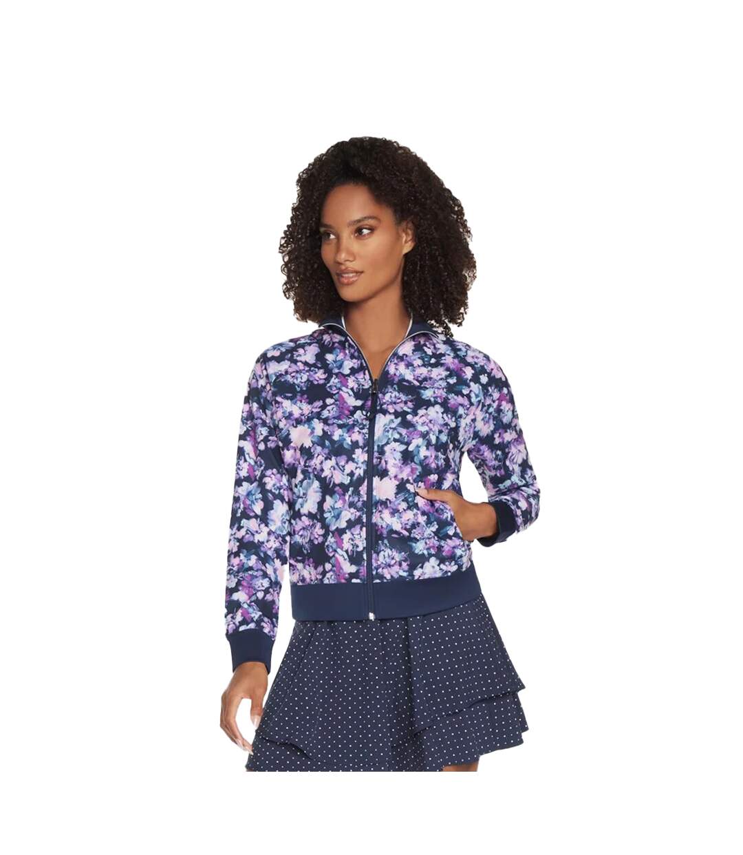 Womens/ladies misty floral reversible jacket blue/lavender Skechers-1