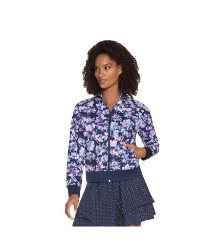 Womens/ladies misty floral reversible jacket blue/lavender Skechers