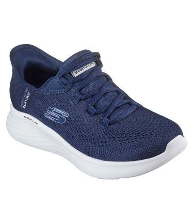 Womens/ladies Skech-lite Pro Natural Trainers Navy Skechers