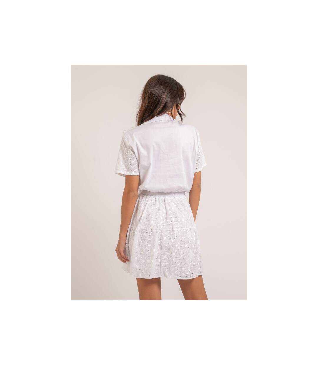 Chemise courte broderies anglaises ORNELLE - Dona X Lisa-2