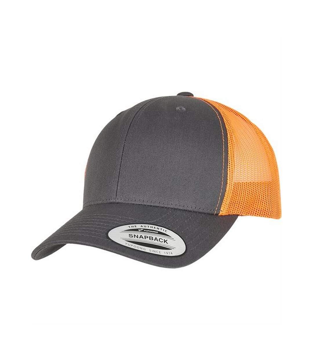 Casquette trucker adulte gris foncé / orange néon Flexfit-1