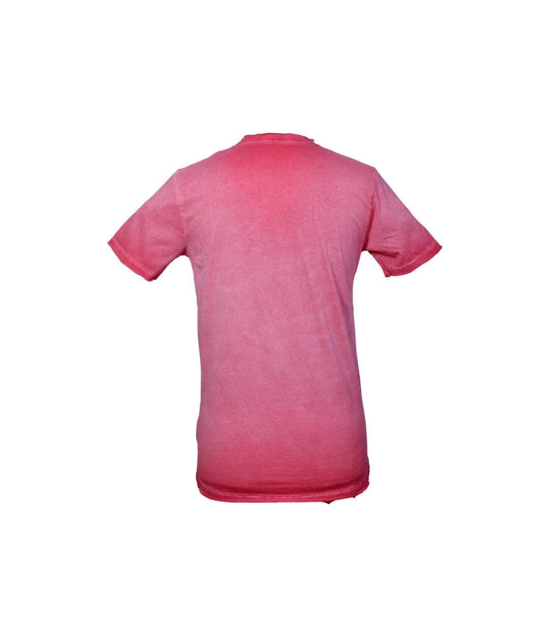 Tee shirt manches courtes homme motif devant couleur rose-2