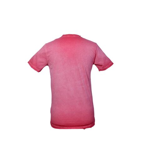 Tee shirt manches courtes homme motif devant couleur rose