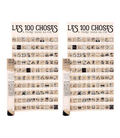 Poster à gratter Les 100 choses à faire dans sa vie (Lot de 2)