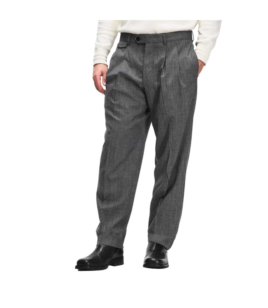 Mens Pleated Trousers Silver Boss-3