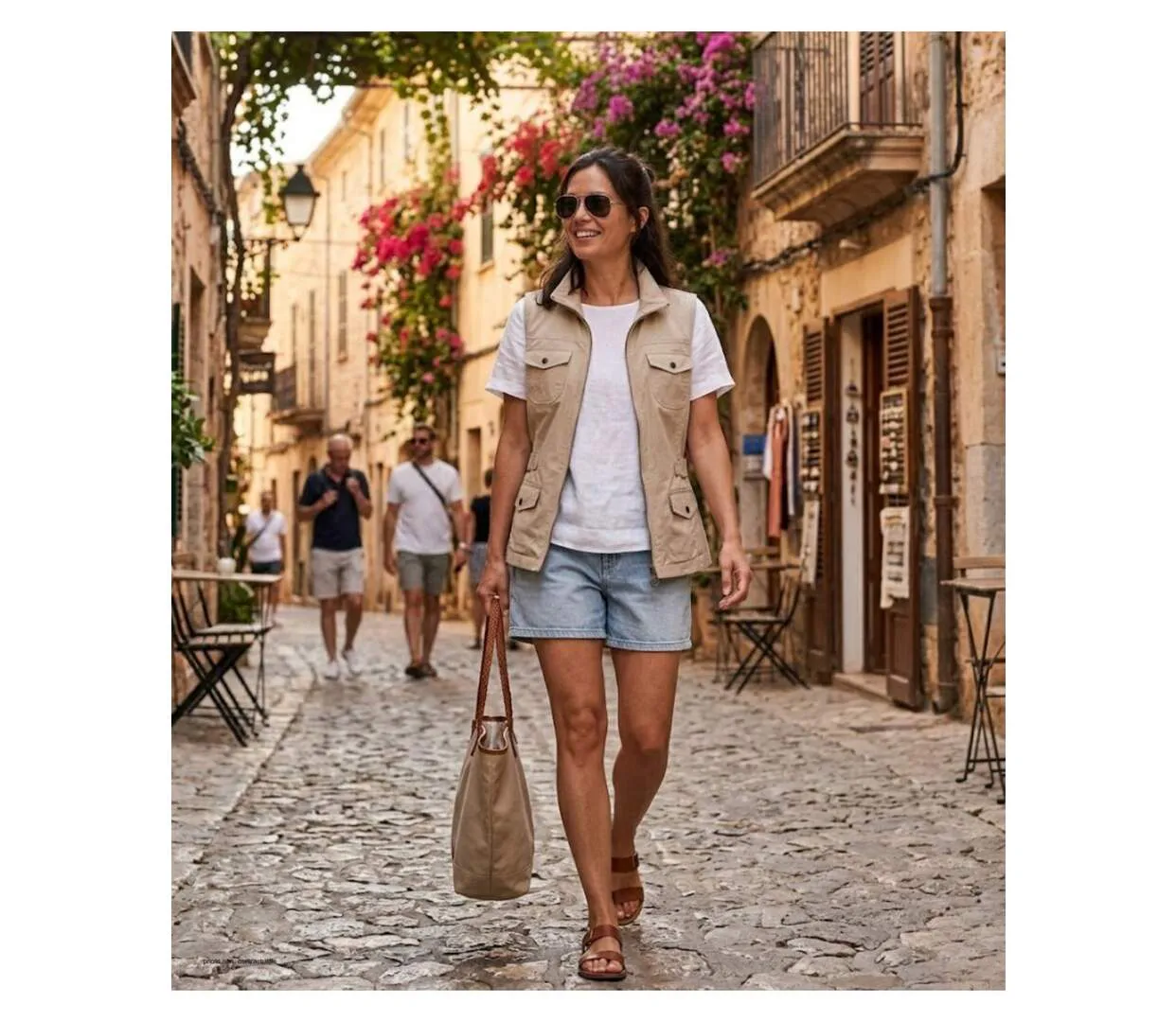 Gilet sans manches femme MAYFLOWER MITSY2 : l'élégance d'un coton beige ajustable-5