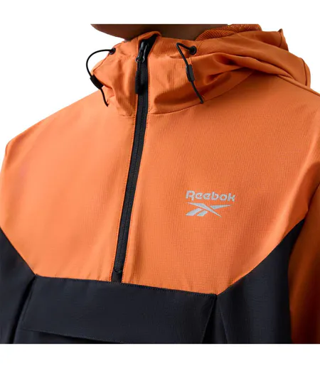 Mens Burbage Overhead Windrunner Jacket Orange Black Reebok