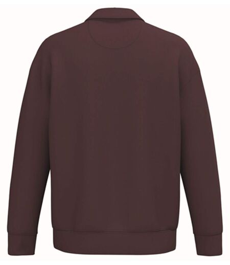 Sweat col polo quart zip - Unisexe - PAT432 - rouge dark cherry