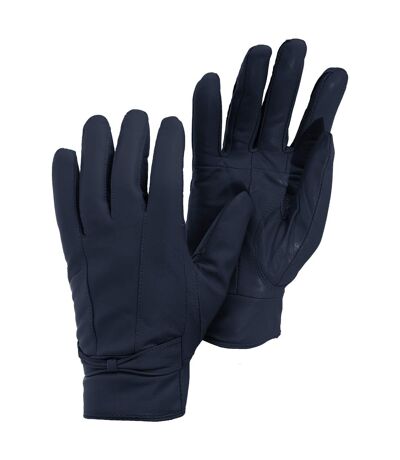 Womens/Ladies Plain Leather Gloves (Navy) - UTGL309
