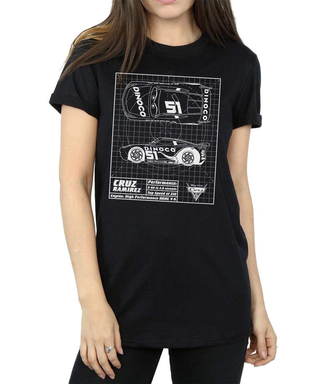 Disney - T-shirt CARS CRUZ RAMIREZ BLUEPRINT - Femme (Noir) - UTBI16091-3